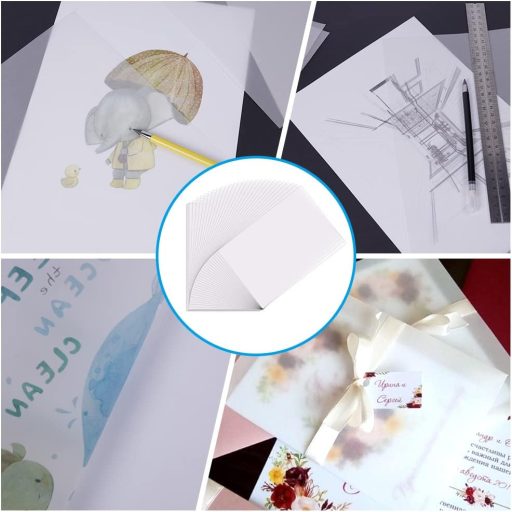 Pauzovací papier OSDUE A4 - 100 listov, 53 g/m², Tlačiteľný, Priehľadný rysovací papier na náčrty, DIY remeslá, lampióny, balenie