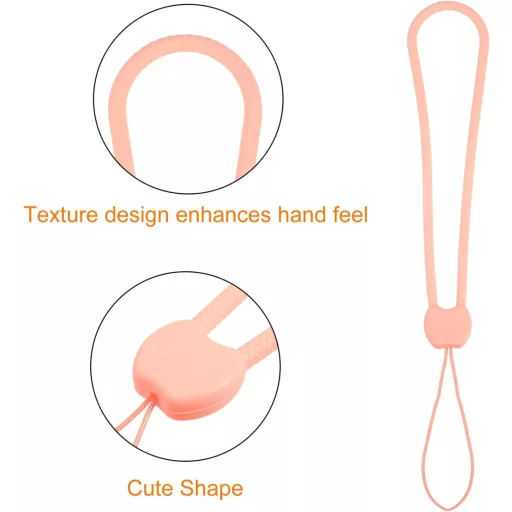 Rózsaszín szilikon csuklópánt kulcsokhoz, kamerához - 5 db-os készlet