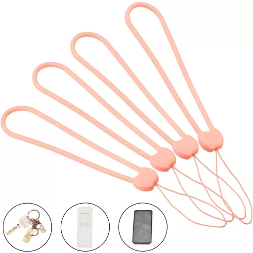 Rózsaszín szilikon csuklópánt kulcsokhoz, kamerához - 5 db-os készlet