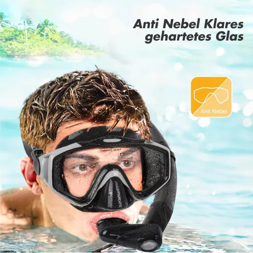 KUYOU Snorkel szett felnőtt búvármaszk teljes száraz rendszer szivárgásmentes, L/XL EU (41-47)