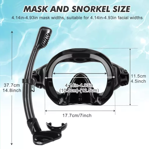 KUYOU Snorkel szett felnőtt búvármaszk teljes száraz rendszer szivárgásmentes, L/XL EU (41-47)