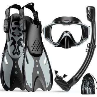   KUYOU set za ronjenje, maska za ronjenje za odrasle, potpuno suhi sustav, nepropusna, L/XL EU (41-47)