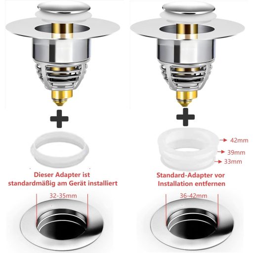 Dop Universal de Sifon din Oțel Inoxidabil 32-42mm pentru Cadă și Chiuvetă