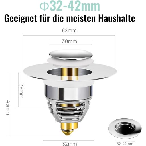 Dop Universal de Sifon din Oțel Inoxidabil 32-42mm pentru Cadă și Chiuvetă