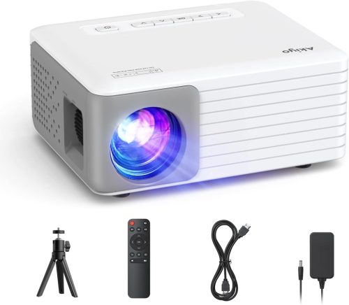 AKIYO O1 Mini Projektor 1080P Támogatással, 15000L Fényerő, 250" Képméret, ±50° Keystone, 50% Zoom, Okostelefonhoz, TV Stickhez Kompatibilis