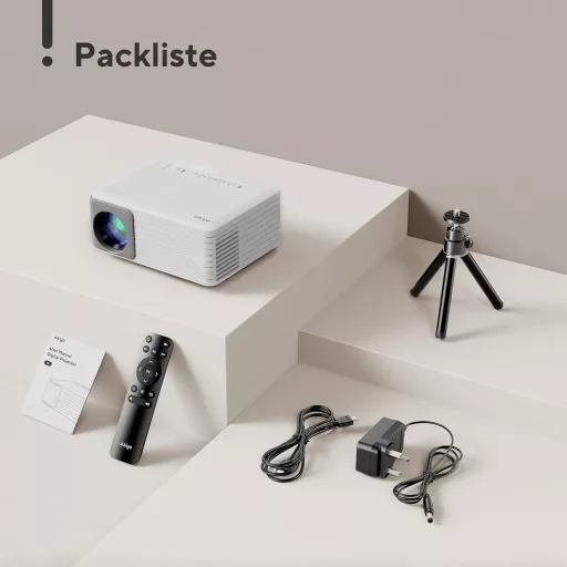 AKIYO O1 Mini Projektor 1080P Támogatással, 15000L Fényerő, 250" Képméret, ±50° Keystone, 50% Zoom, Okostelefonhoz, TV Stickhez Kompatibilis