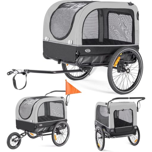 CXWXC 2 az 1-ben kutyaszállító biciklis utánfutó 40 kg-ig, rugózott jogger kocsi