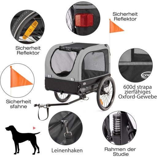 CXWXC 2 în 1, remorcă de bicicletă/cărucior jogging pentru câini, până la 40 kg, cu suspensie