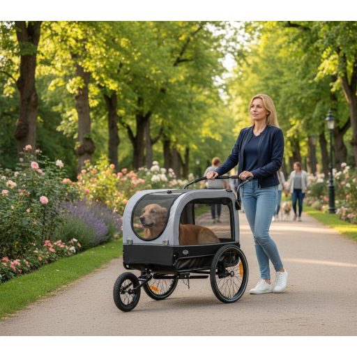 CXWXC 2 în 1, remorcă de bicicletă/cărucior jogging pentru câini, până la 40 kg, cu suspensie