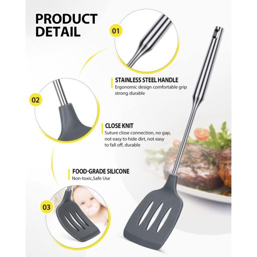 SouxMux Szilikon Konyhai Spatula Szett 2 db, Lyukacsos Wok Forgató, BPA Mentes Hőálló Konyhai Eszköz Tojáshoz Palacsintához