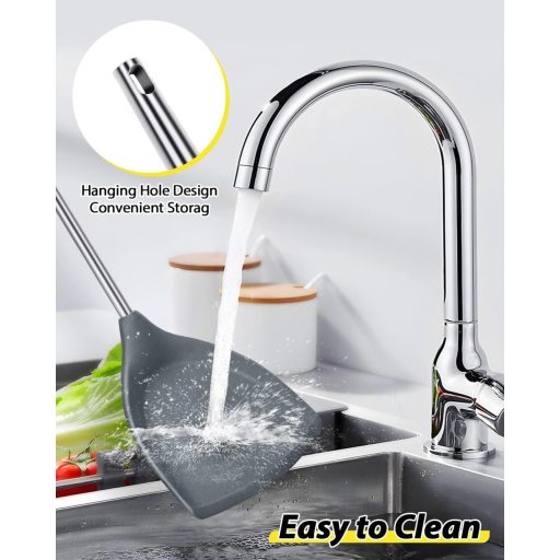 SouxMux Szilikon Konyhai Spatula Szett 2 db, Lyukacsos Wok Forgató, BPA Mentes Hőálló Konyhai Eszköz Tojáshoz Palacsintához