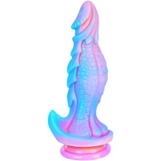   Monster 25 cm-es óriás fantázia sárkány dildó, kék szilikon, tapadókorongos XL anál játék