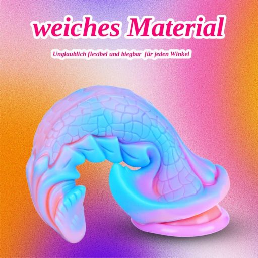 Dildo fantastic gigant Monster Dragon, 25 cm, silicon albastru, cu ventuză, jucărie anală XL.