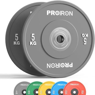   PROIRON Olympijský Bumper Kotúč 50 mm, 5 kg, Tvrdá Guma, Hmotnostný Kotúč Podľa Štandardu IMF, Pre Silový Tréning, Kulturistiku, 2 ks