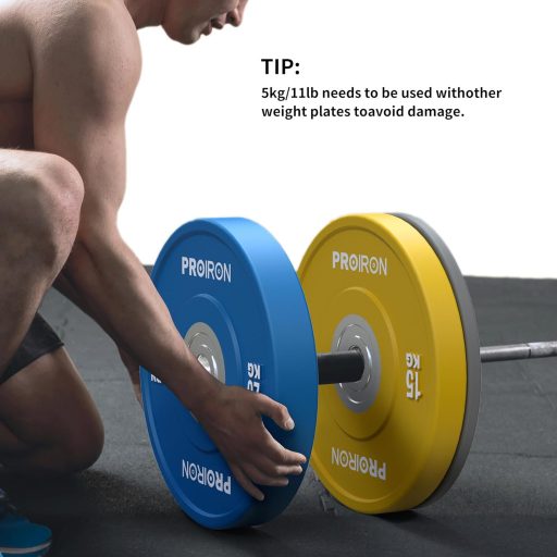 PROIRON Olimpiai Bumper Súlytárcsa 50 mm, 5 kg, Kemény Gumi, Súlyzótárcsa IMF Szabvány Szerint, Erőedzéshez, Testépítéshez, 2 db