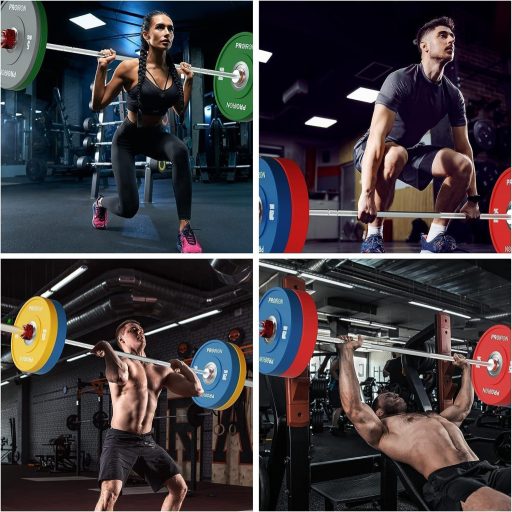 PROIRON Disc olimpic bumper 50 mm, 5 kg, cauciuc dur, disc de greutate conform standardelor IMF, pentru antrenament de forță, culturism, 2 buc.