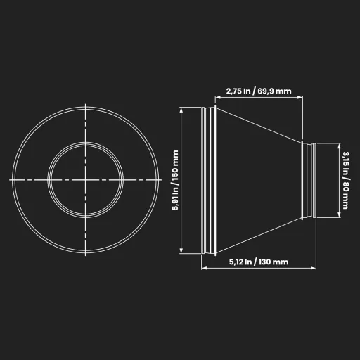 REPA MARKET Reducție Canal Ventilație 150-80mm Oțel Galvanizat Reducție Conductă Circulară Tranziție pentru Ventilație