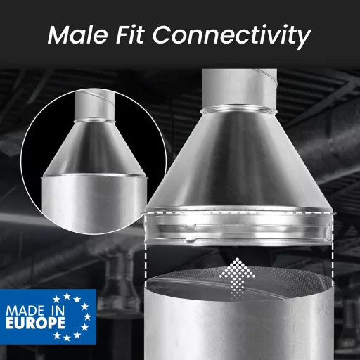 REPA MARKET Reducție Canal Ventilație 150-80mm Oțel Galvanizat Reducție Conductă Circulară Tranziție pentru Ventilație