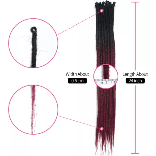 Dsoar Szintetikus Dreadlock Extensions 60cm Kézműves Haj Hosszú Fonott Fonat