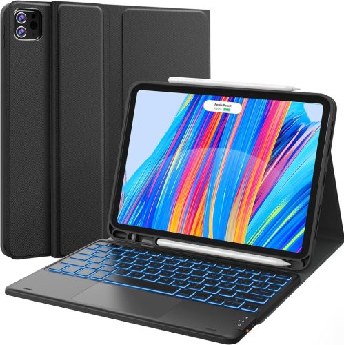 Tastatură Earto pentru iPad cu touchpad, iluminare de fundal în 7 culori, compatibilă cu modelele Air/Pro de 11 inch