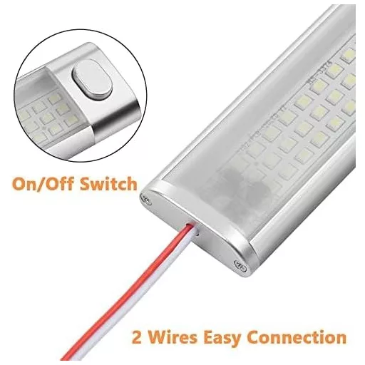 Bandă LED URAQT 120, 2 bucăți, 1600LM, 8W, 12V, pentru iluminat auto, rulote, bucătărie și baie, cu întrerupător