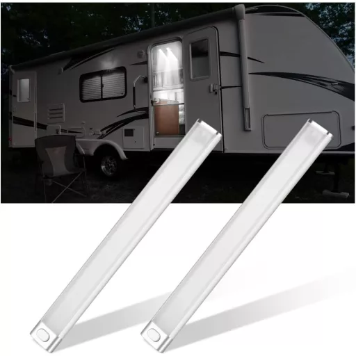 Bandă LED URAQT 120, 2 bucăți, 1600LM, 8W, 12V, pentru iluminat auto, rulote, bucătărie și baie, cu întrerupător