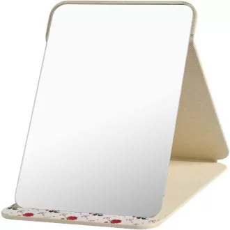   OSDUE összecsukható asztali tükör 25,5x18cm bézs bőr utazó sminkasztal