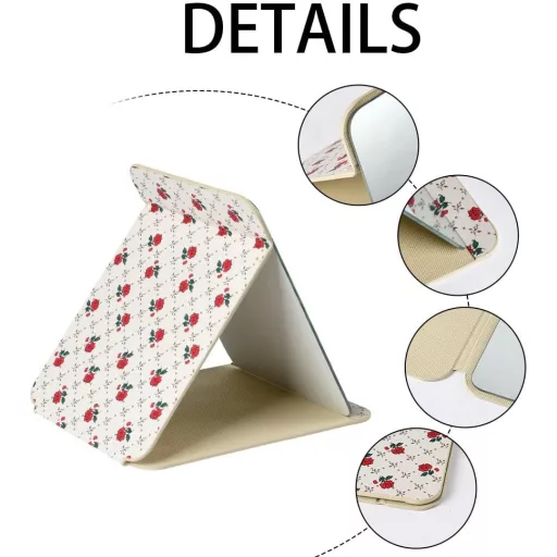 OSDUE összecsukható asztali tükör 25,5x18cm bézs bőr utazó sminkasztal