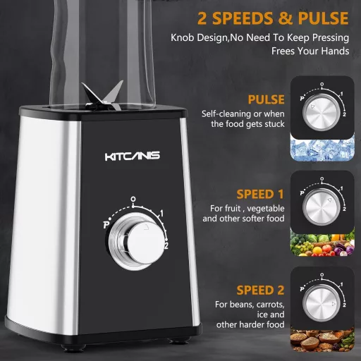 KitCanis 800W 3in1 Turmixgép Smoothie Készítő - 3 Sebességes, Hordozható Palackokkal