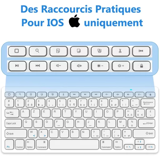GAOJIE Bluetooth tipkovnica za iOS Android Windows tablete, bijela, AZERTY