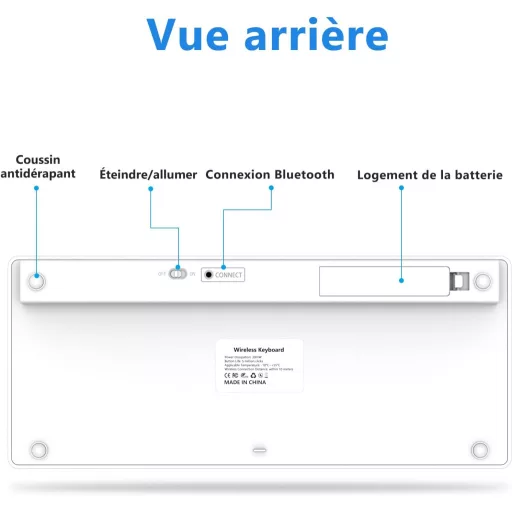 GAOJIE Bluetooth tipkovnica za iOS Android Windows tablete, bijela, AZERTY
