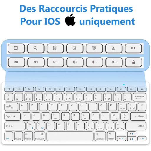 GAOJIE Bluetooth Billentyűzet iOS Android Windows Tablethez Fehér AZERTY