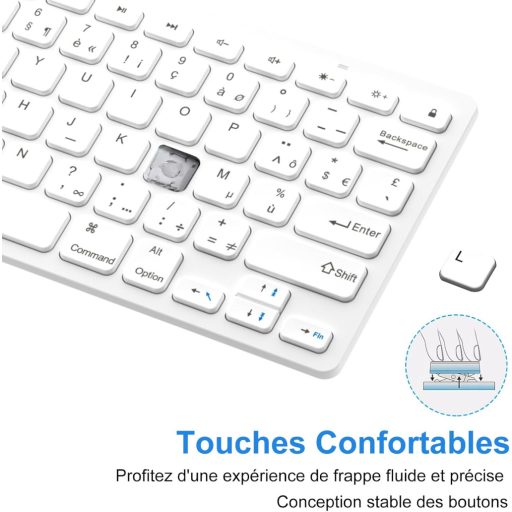 GAOJIE Bluetooth Billentyűzet iOS Android Windows Tablethez Fehér AZERTY