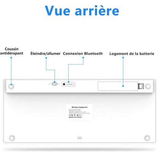 Tastatură Bluetooth GAOJIE, AZERTY, Albă, pentru iOS, Android, Windows, Tabletă
