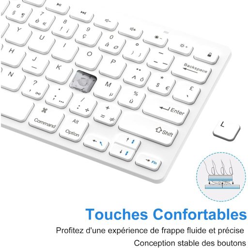 GAOJIE Bluetooth Billentyűzet iOS Android Windows Tablethez Fehér AZERTY