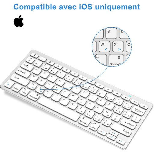 GAOJIE Bluetooth Billentyűzet Tablet iPad Samsung iOS Android Ezüst Fehér