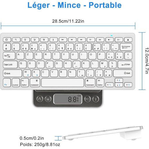 GAOJIE Bluetooth Tipkovnica Tablet iPad Samsung iOS Android Srebrna Bijela