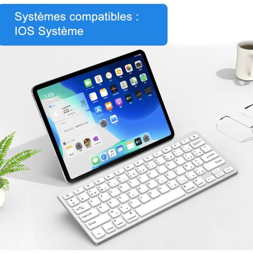 GAOJIE Bluetooth Tipkovnica Tablet iPad Samsung iOS Android Srebrna Bijela