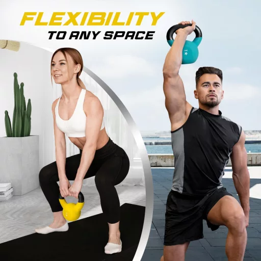 Kettlebell din fontă cu înveliș din neopren Yes4All, 2-20 kg, pentru antrenament - galben