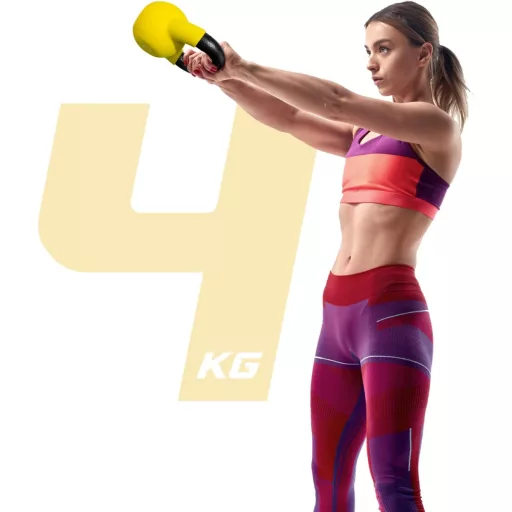 Kettlebell din fontă cu înveliș din neopren Yes4All, 2-20 kg, pentru antrenament - galben