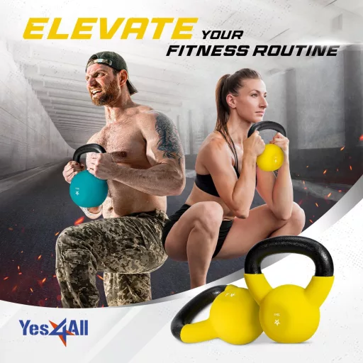 Yes4All Neoprén Bevonatú Öntöttvas Kettlebell 2-20 kg Edzéshez - yellow