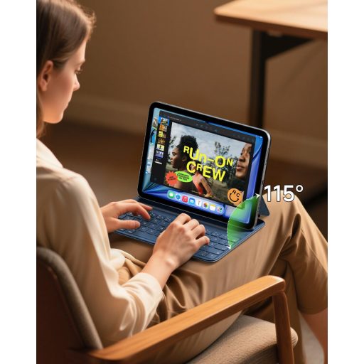 HOU Slim Bluetooth tipkovnica s futrolom za iPad 11. i 10. generacije - Punjiva QWERTZ tipkovnica s plavim PU kožnim poklopcem