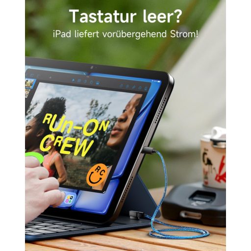 HOU Slim Bluetooth tipkovnica s futrolom za iPad 11. i 10. generacije - Punjiva QWERTZ tipkovnica s plavim PU kožnim poklopcem