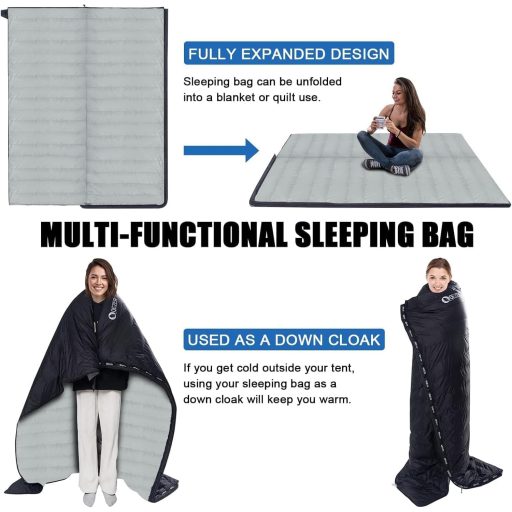 QEZER Ultralight Pehelydzseki Hálózsák Kompakt Camping Trekking 3-4 Évszak