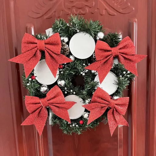 Set de 12 funde de Crăciun YUNLI, roșii, cu sclipici, pentru decorarea bradului.