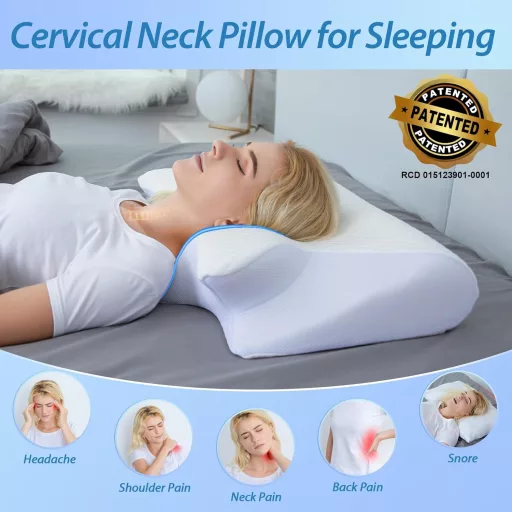 Pernă pentru gât HOMCA 2 în 1 din spumă cu memorie, cu suport ergonomic
