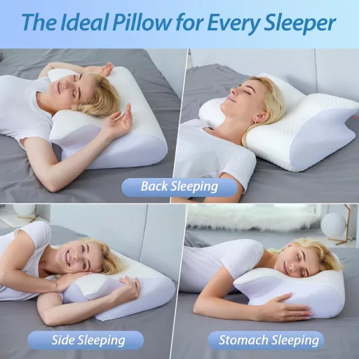 Pernă pentru gât HOMCA 2 în 1 din spumă cu memorie, cu suport ergonomic