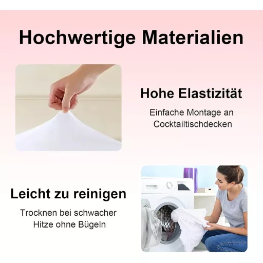 DYOUen Elasztikus Bárasztal Huzat Szett - 2 db Nyújtható Asztalterítő 80x110 cm - Fehér Poliészter Spandex Védőborítás Bárpulthoz, Kerek Asz