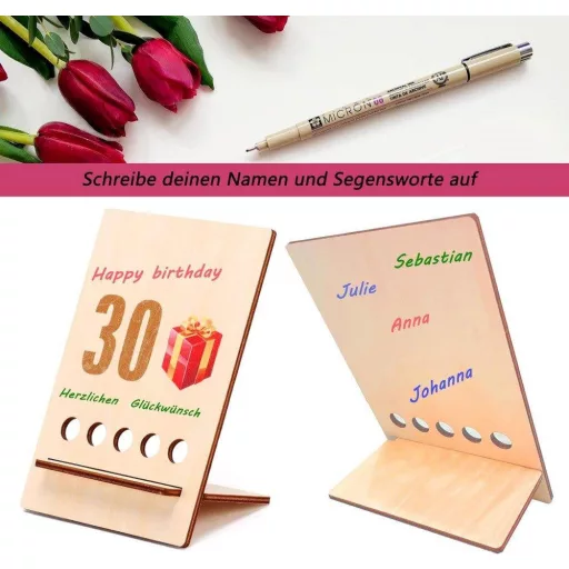 30 Éves Születésnapi Ajándék - Fa Tábla Vendégkönyv - Eredeti Pénzajándék - DIY Ajándékokhoz