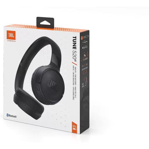 JBL Tune 520 BT Bluetooth fejhallgató, összecsukható, 57 órás akkumulátor, fekete